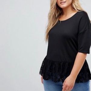 Black top with lace peplum
